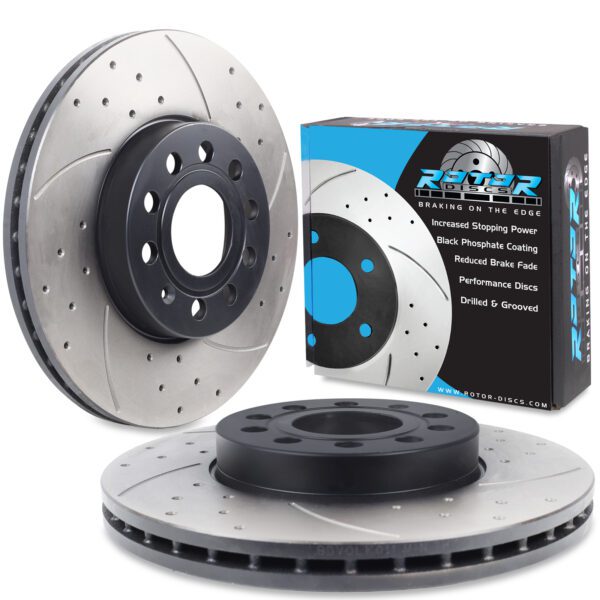 288mm Front Drilled & Slotted Brake Rotors + Ceramic Pads For VW Jetta 1999-2005